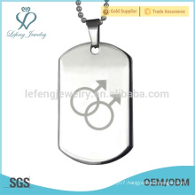 In stock silver dog tag pendant,male and female symbol pendant